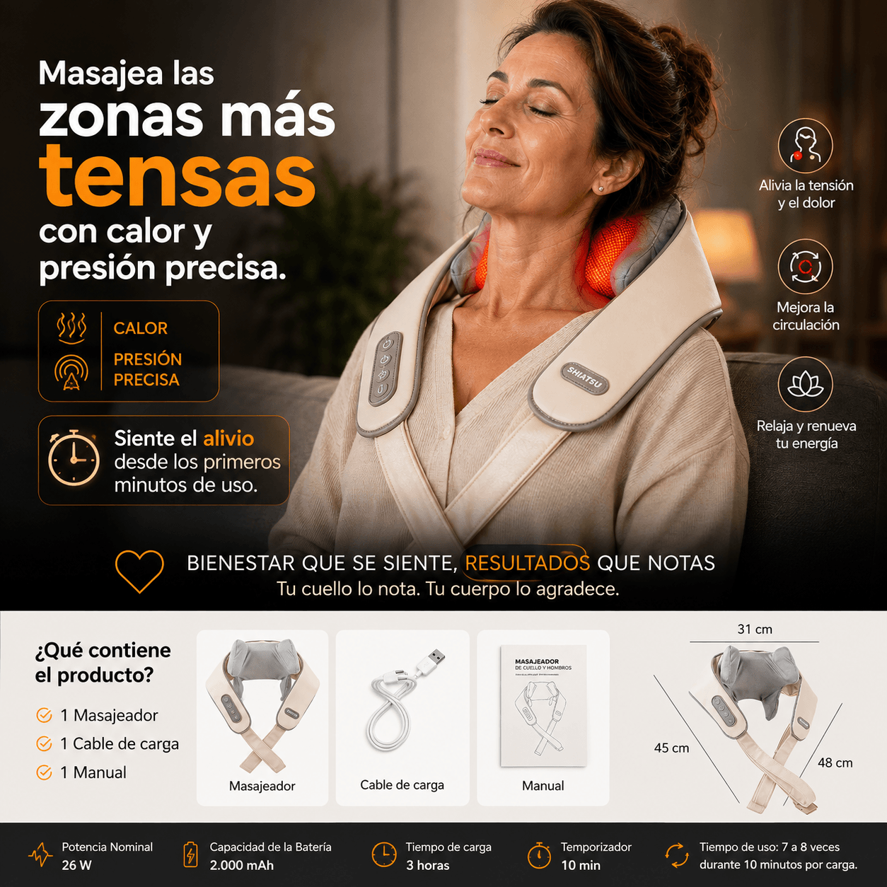 Masajeador Eléctrico de Cuello, Hombro y Cintura