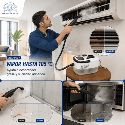 SteamPro - Maquina de Limpieza a Vapor 2500W Portátil Manada Blue