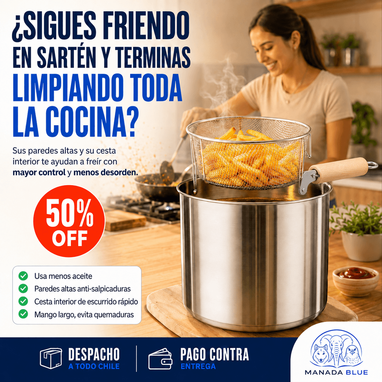 Olla Freidora Multiusos  Manada Blue