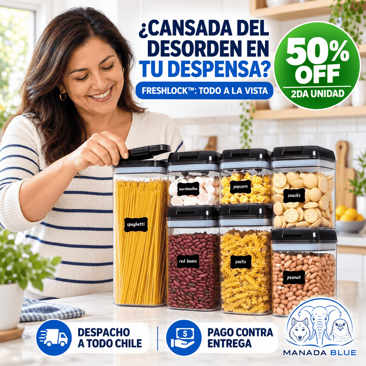 FreshLock 7 Contenedores Hermeticos Manada Blue