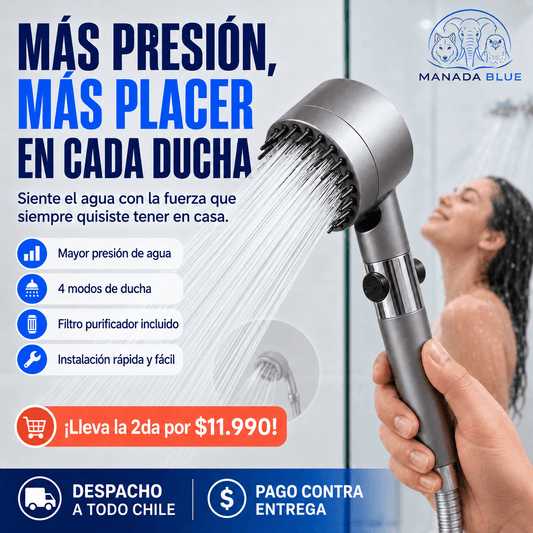 DUCHA MASAJEADORA ALTA PRESION MANADA BLUE