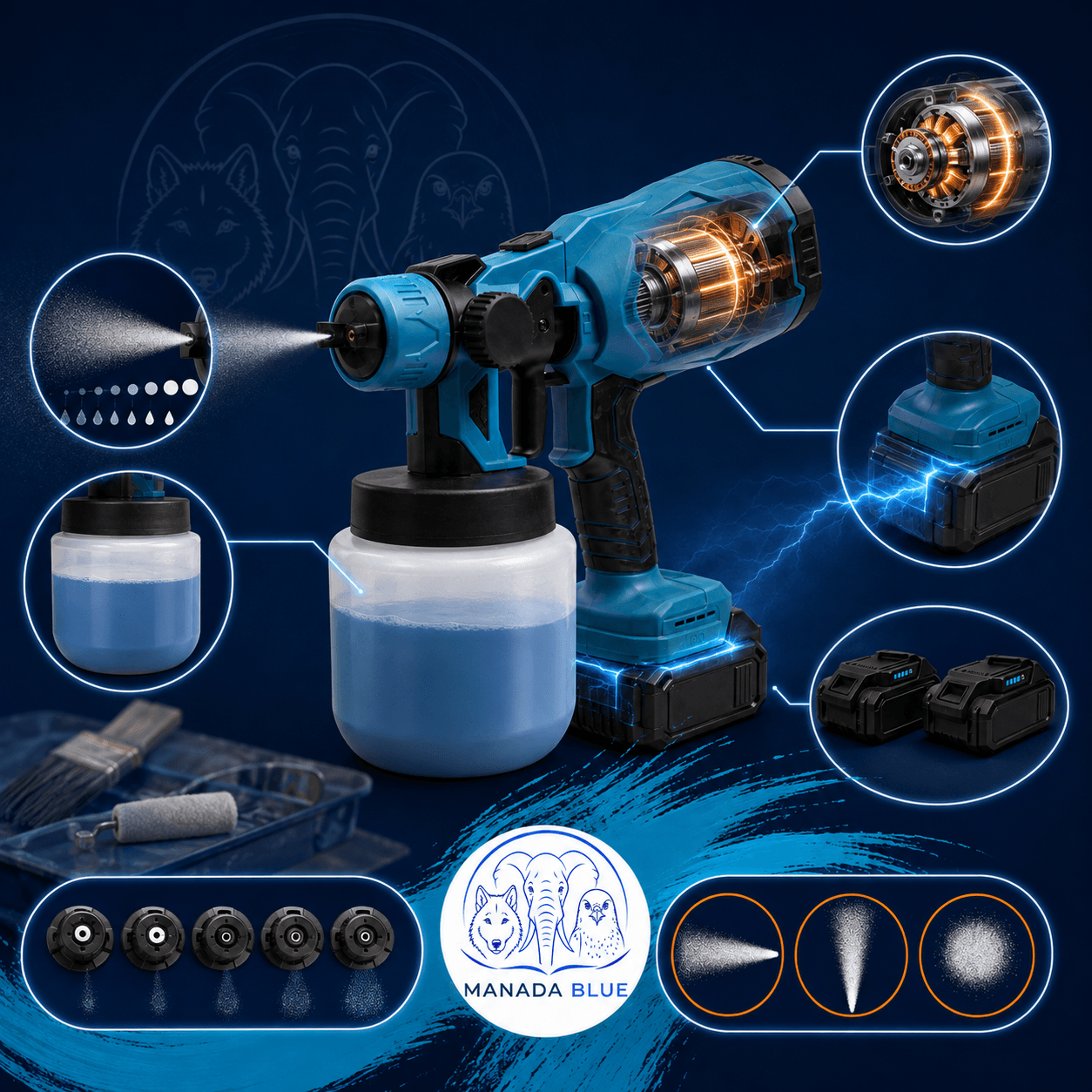 PaintPro™ Pistola para Pintar Inalámbrica MANADA BLUE