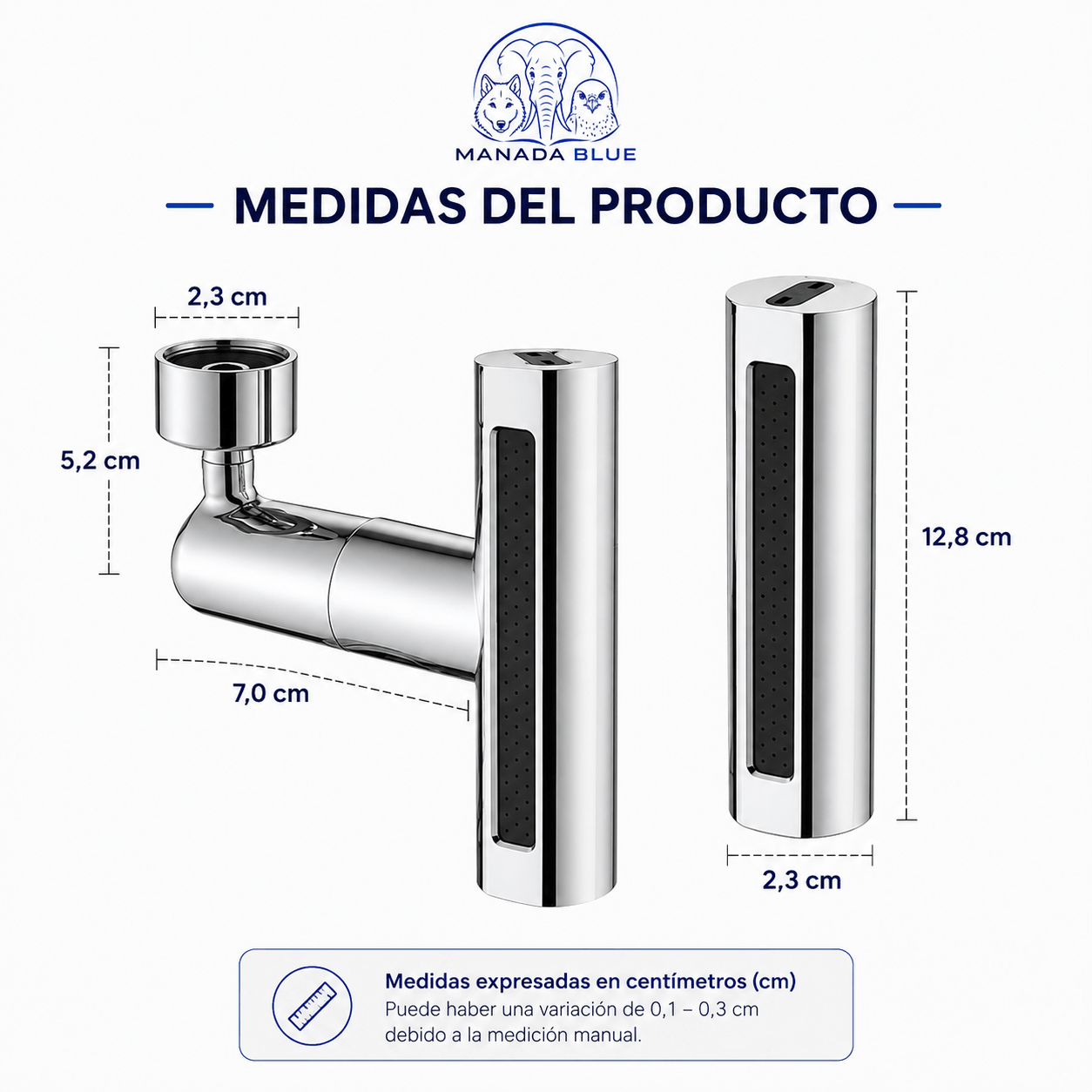 Grifo giratorio 360° 4 en 1 instalado en lavaplatos MANADA BLUE
