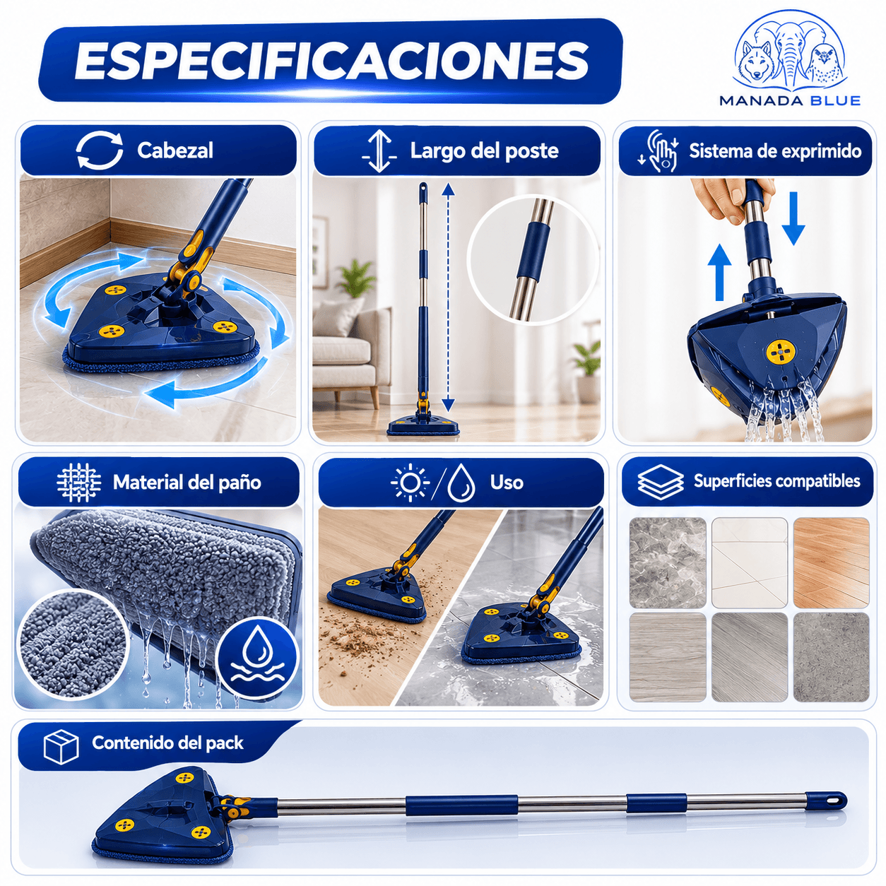 Mopa Giratoria 360° Manada Blue