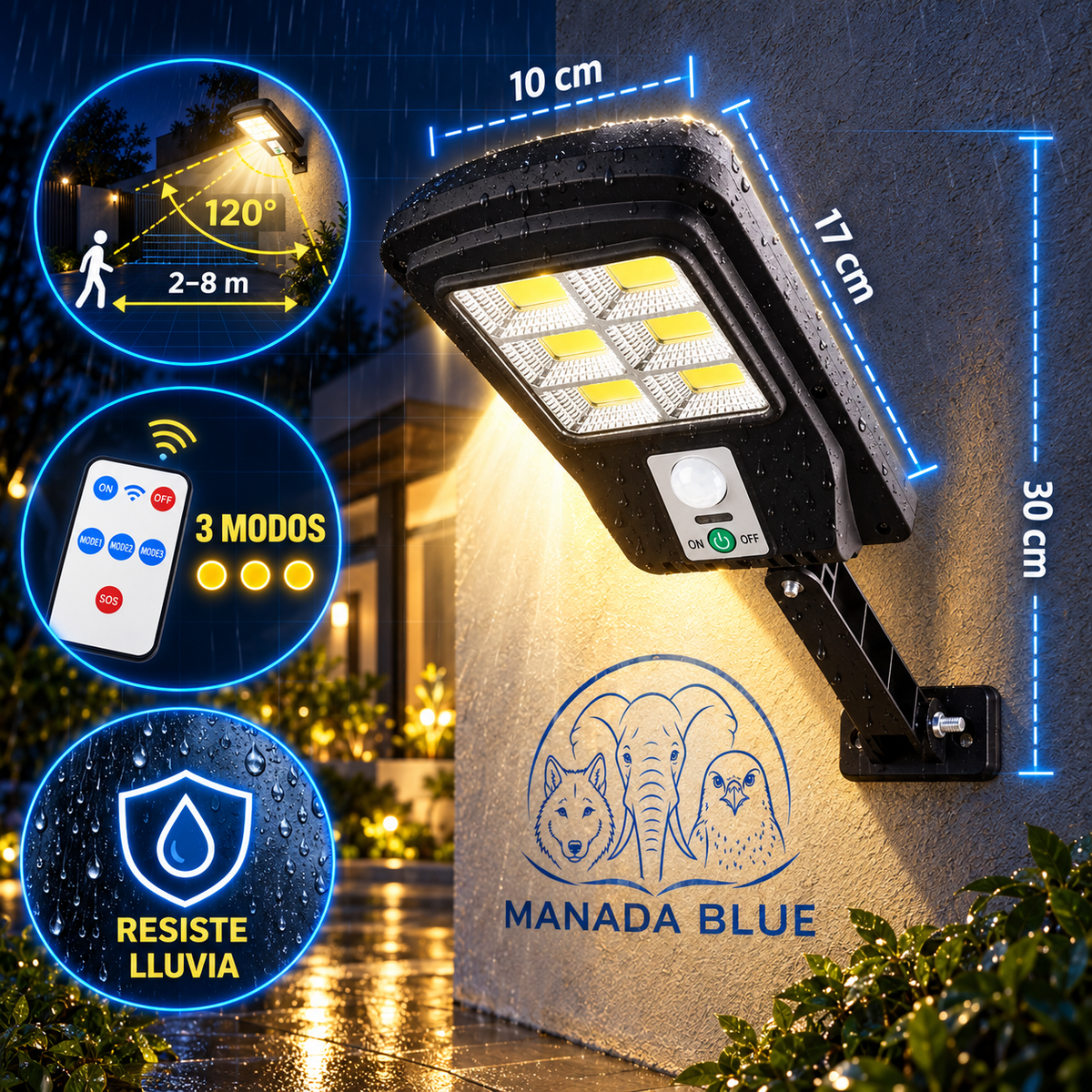 SolarGuard Pack x2 Foco Solar Led Manada Blue