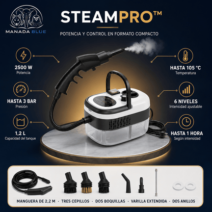 SteamPro - Maquina de Limpieza a Vapor 2500W Portátil Manada Blue