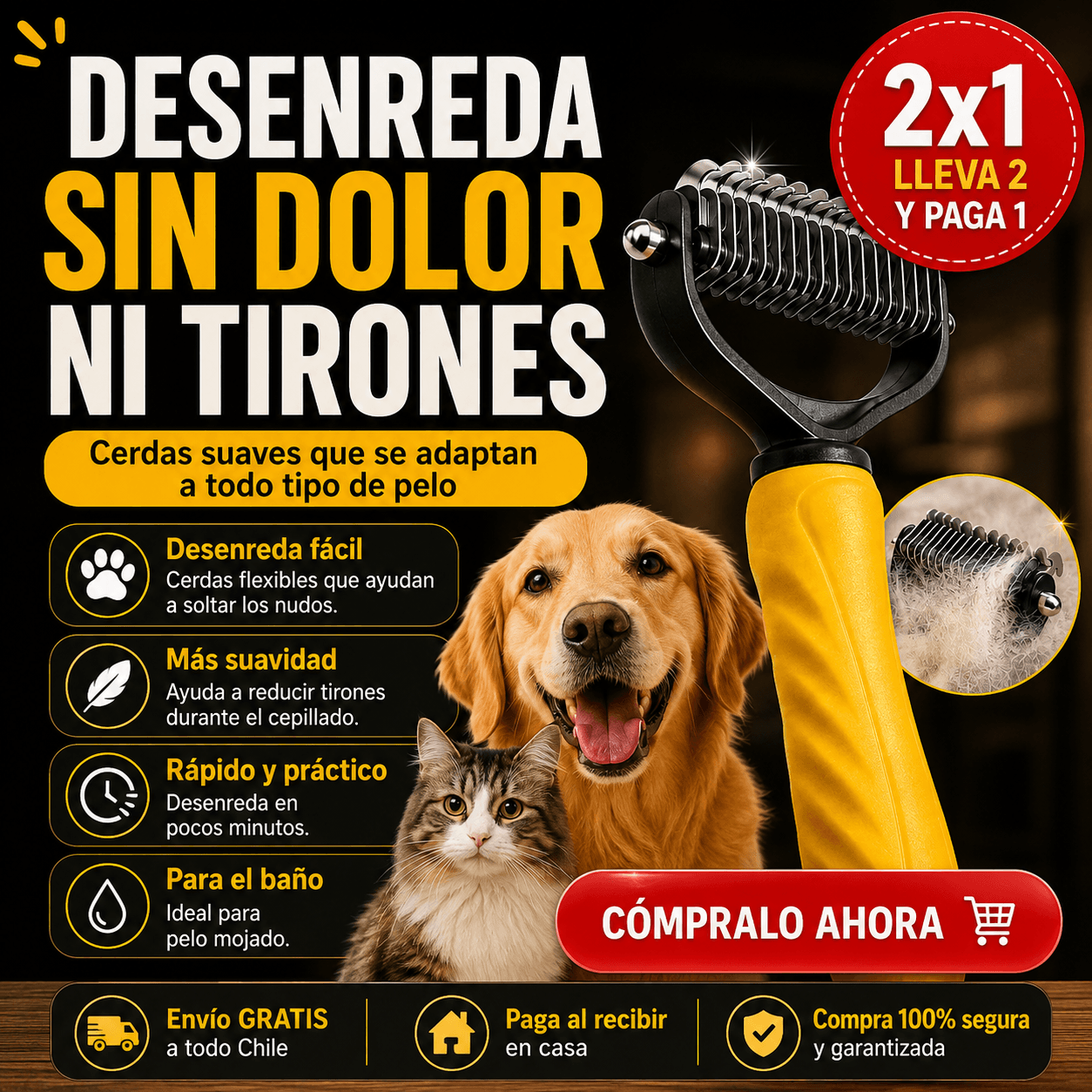 Cepillo corta nudos para pelo + Envío Gratis